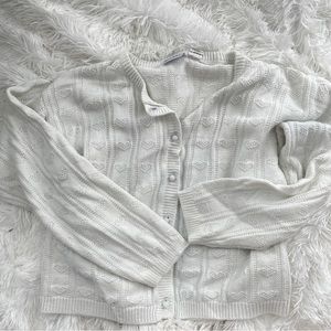 Y2K Light Weight White Heart Cardigan